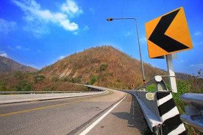 Road with guardrail