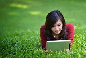 Girl using tablet