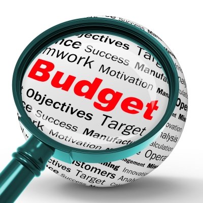 Magnifying glass highlighting the word budget