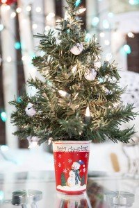 miniature Christmas tree in cup